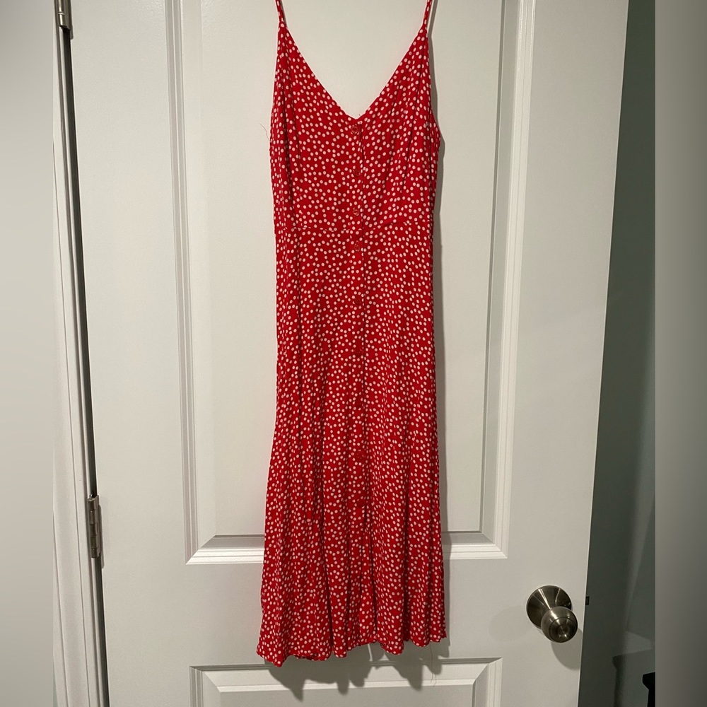 Express polka dot lightweight spaghetti strap dress